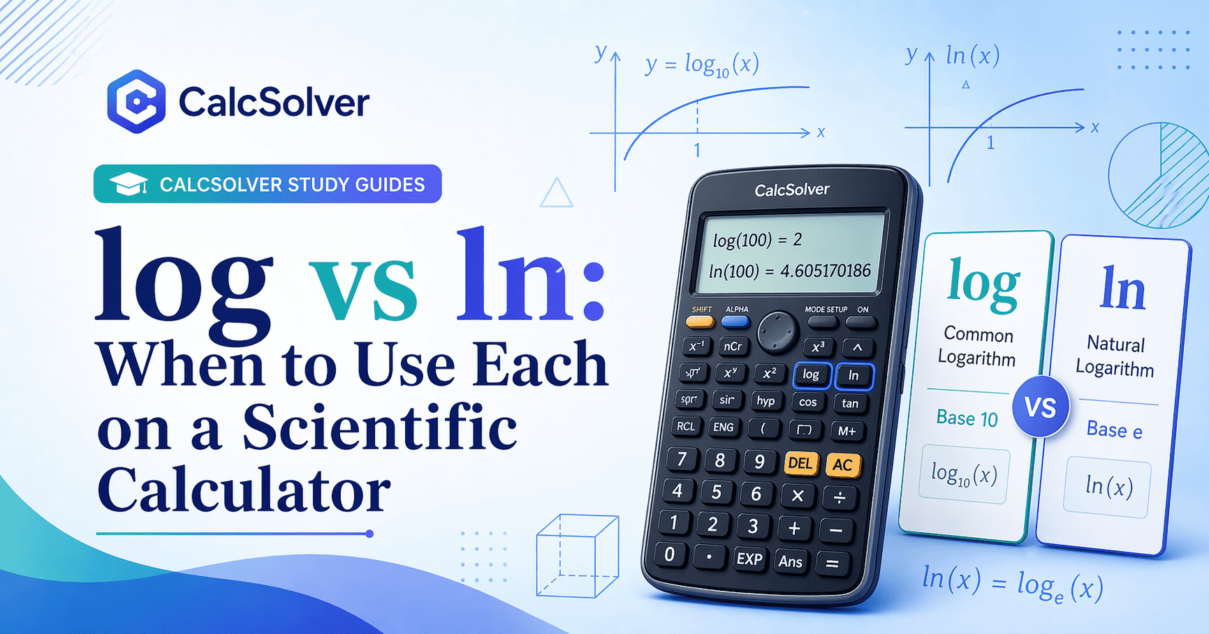 Calculator display for logarithm and scientific calculator learning